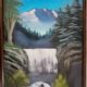 PAINTING OF WATERFALL AND MOUNTAIN